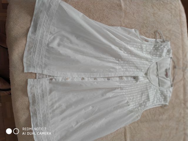 Blusa blanca sin mangas. Embarazada. Talla L