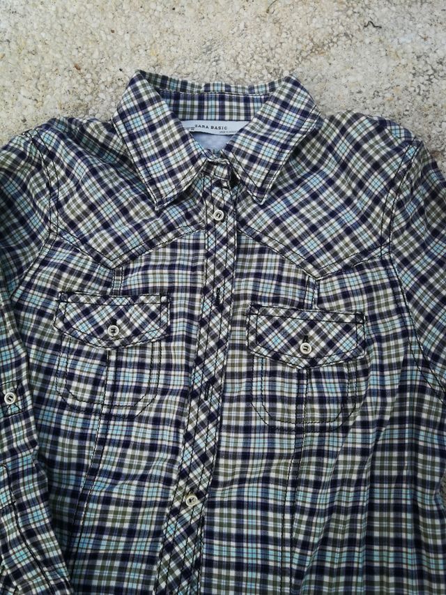 camisa cuadros violeta azul y verde