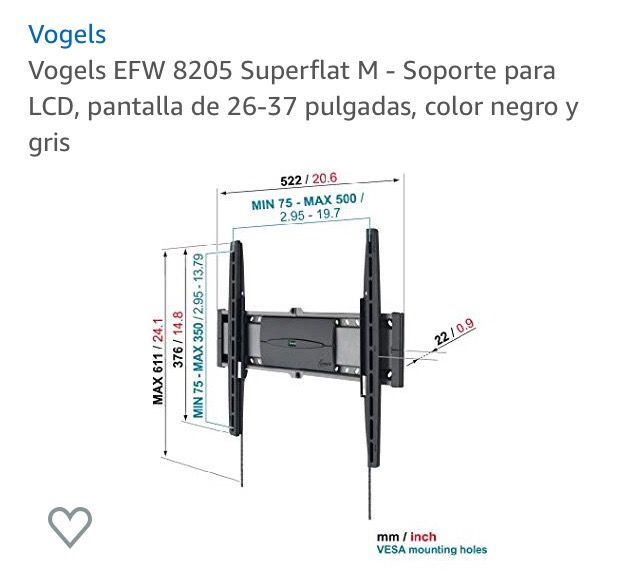 Soporte tv pared vogel's superflat 8605