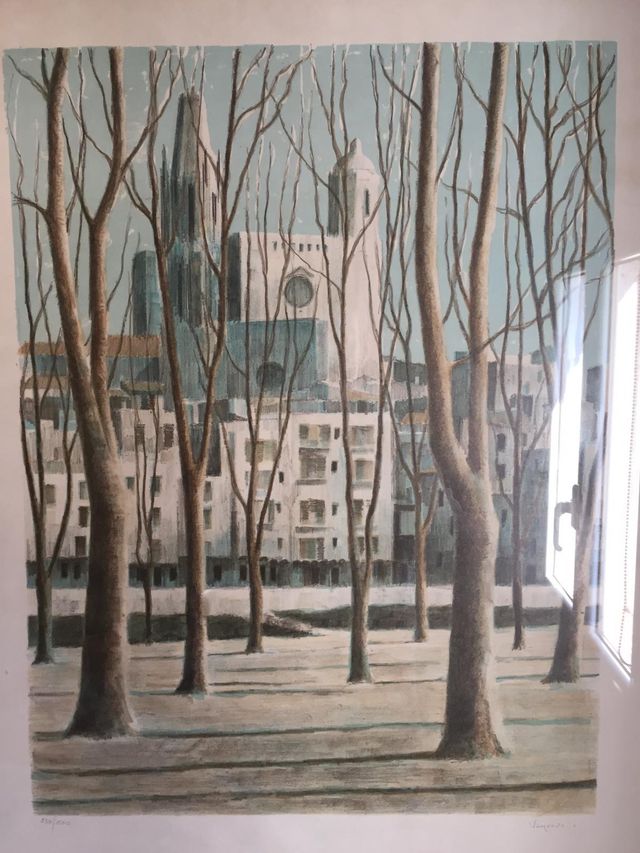 Litografia Vayreda Canadell firmada.