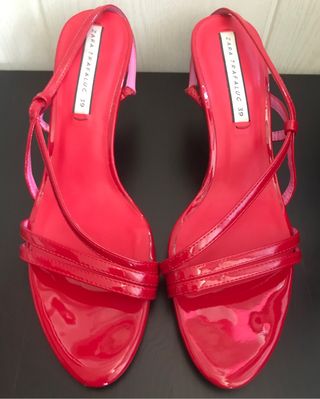 Zara sandalia roja tacon plataforma – ROPAMUJERMODA.ES