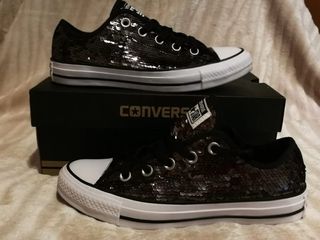 converse negras lentejuelas