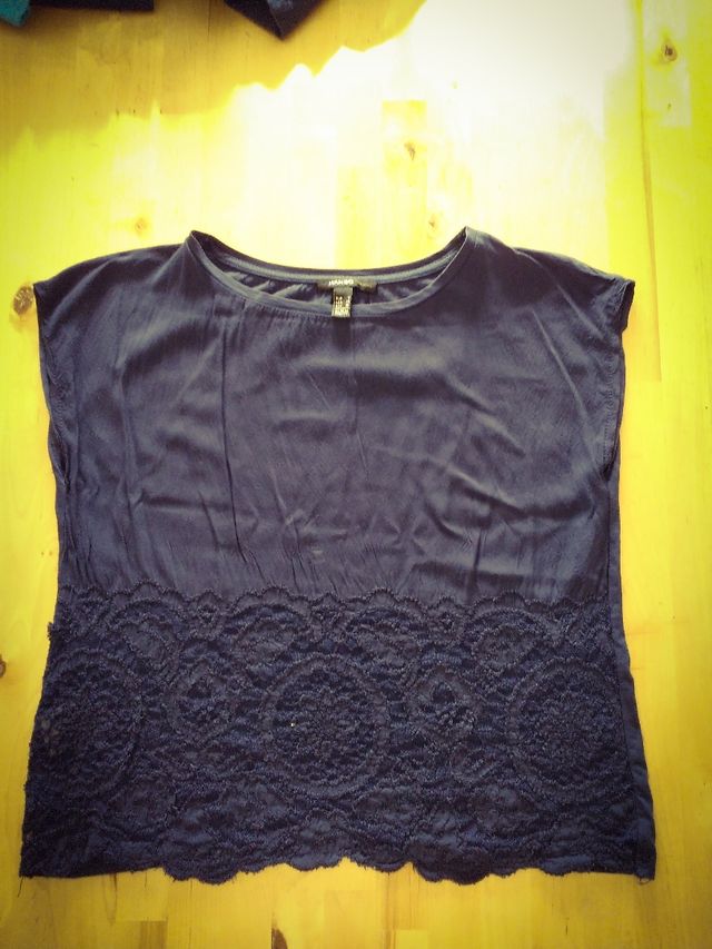 Top algodón azul oscuro, talla S