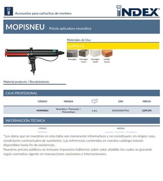 Index Fixing Systems Mopisneu Pistola para Cartuchos de Mortero