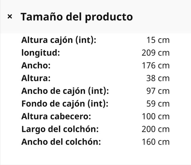 cama 180 x200 y dos mesillas de noche