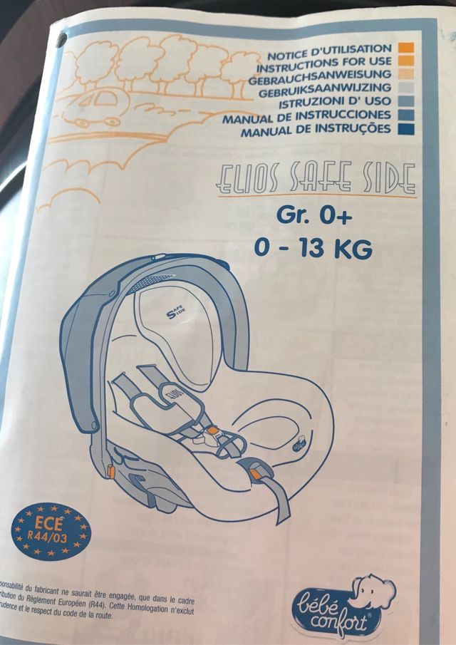 Silla bebe Grupo 0. Bebé Confort. Elios Safe Sade