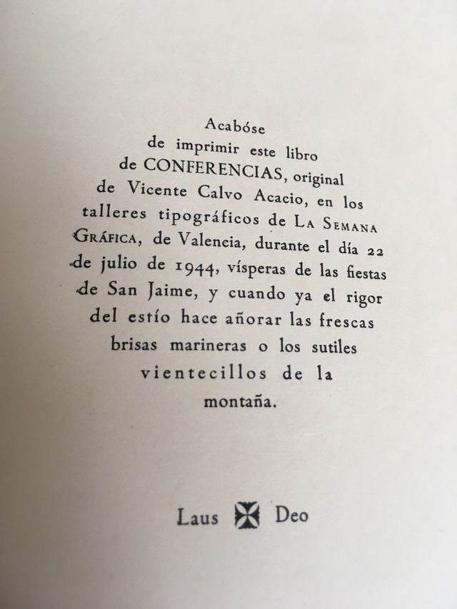 Conferencias Vicente Calvo Acacio 1944