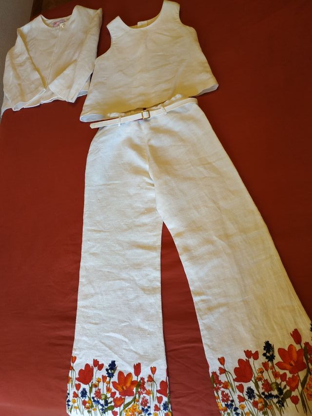 Conjunto de lino de 3 piezas para niña, talla 10 a