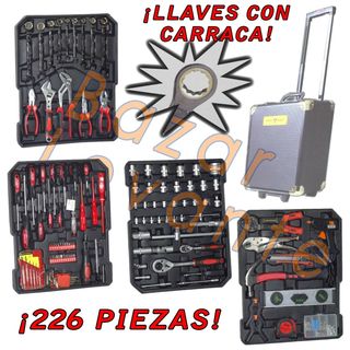MALETA DE HERRAMIENTAS TROLLEY 226PZS LLAVES FIJAS CON CARRACA