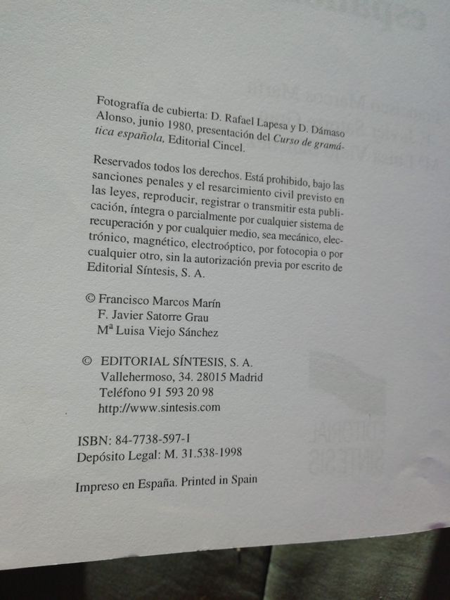 Libro gramática Española.