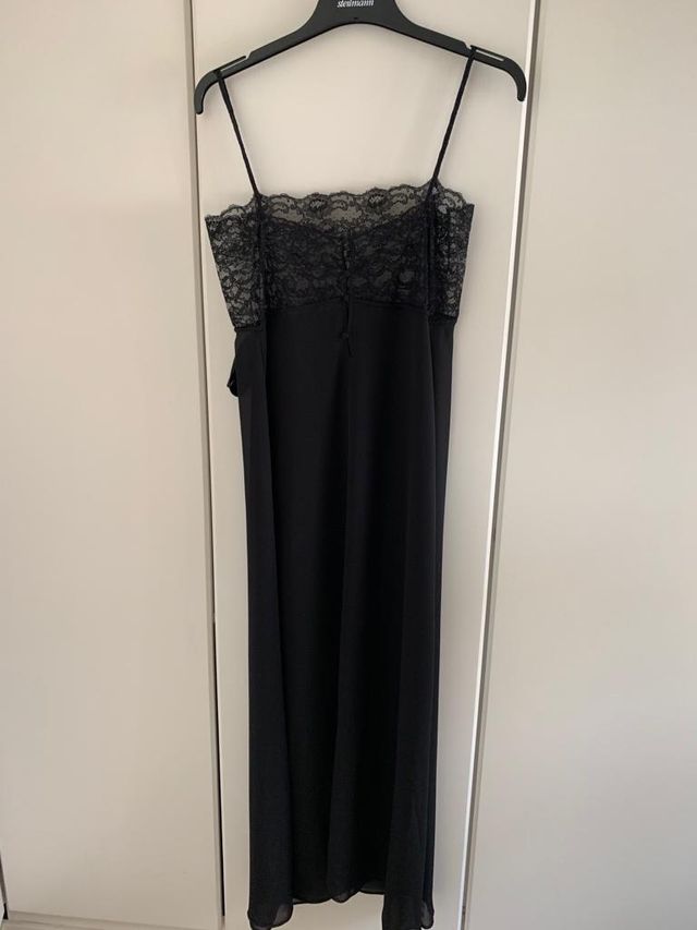 CAMISÓN NEGRO LENCERÍA FINA hecho a mano