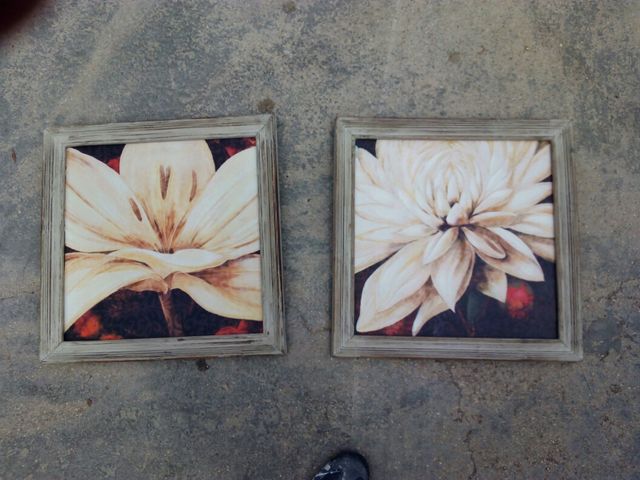 cuadros madera flores 