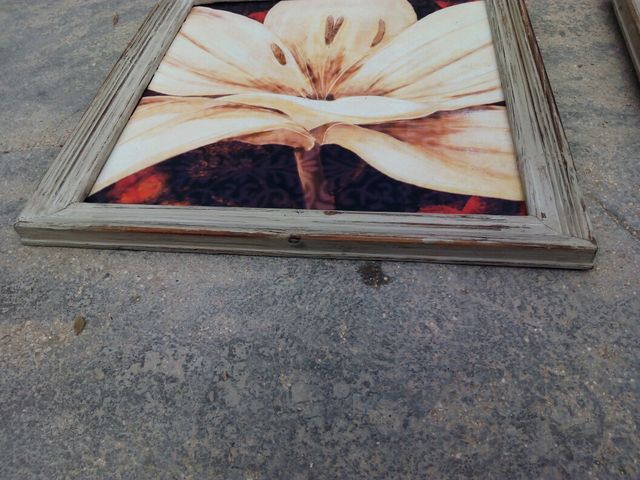 cuadros madera flores 