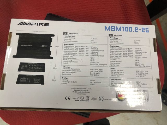 Amplificador ampire mbm 100.2-2G digital