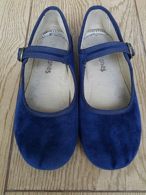 Zapatos niña talla 34 terciopelo azul marino
