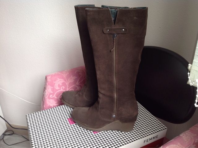 Botas altas de cuero velour Fluchos Femme