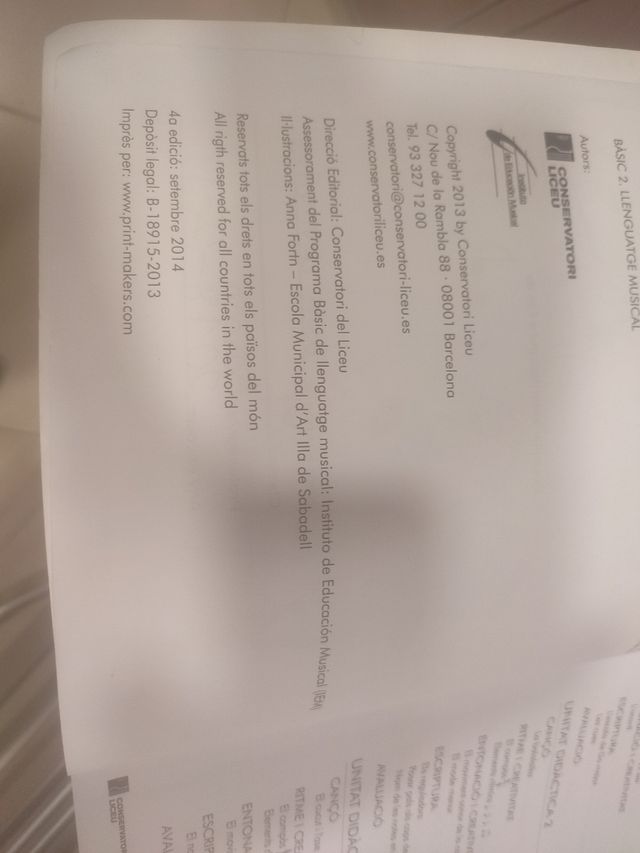 Libro Basic 2 Liceu. Llenguatge musical