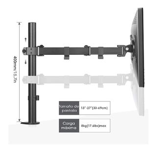 SIMBR Soporte Monitor con Brazo Simple para PC y Pantalla LCD LED de 13-27 para Mesa y Escritorio con VESA 75x75mm y 100x100mm Carga M/áxima de 8kg 17.6lbs y Altura Ajustable