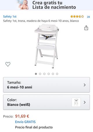 trona Safety 1st madera de haya 6 mesi-10 anos blanco