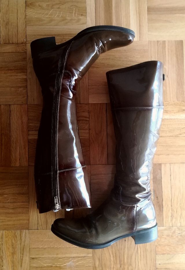 Botas altas de piel marrones, TREMP. Talla 36.