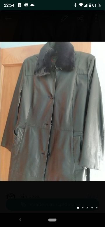 Abrigo cuero.Talla M/L,con cinturón.Perfecto .