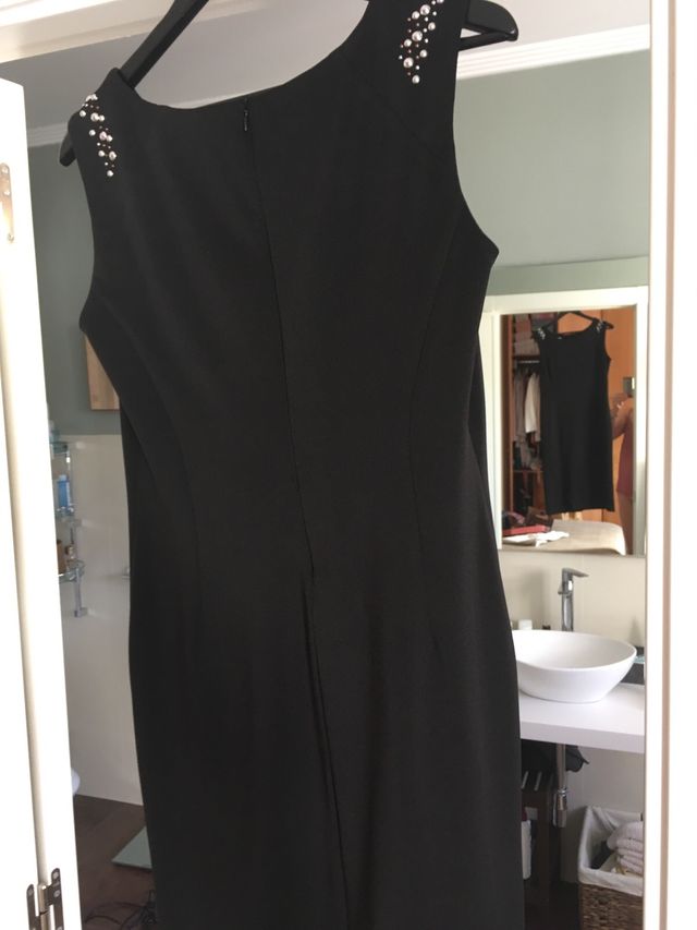 Vestido negro punto seda Roberto Torreta