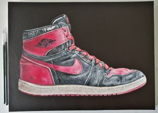 Cuadro al óleo Nike air jordan años 80 de segunda mano en Madrid en WALLAPOP