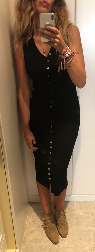 VESTIDO CANALÉ BOTONES - Negro | ZARA Chile