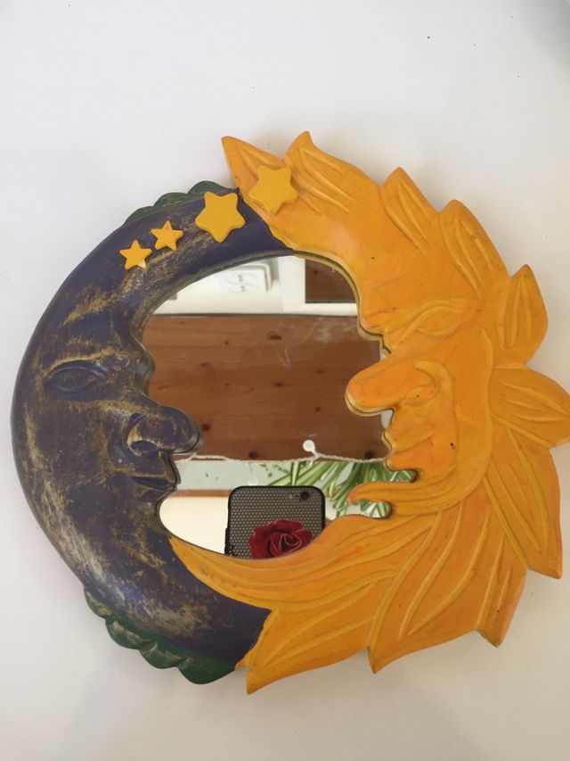 ESPEJO SOL Y LUNA MADERA