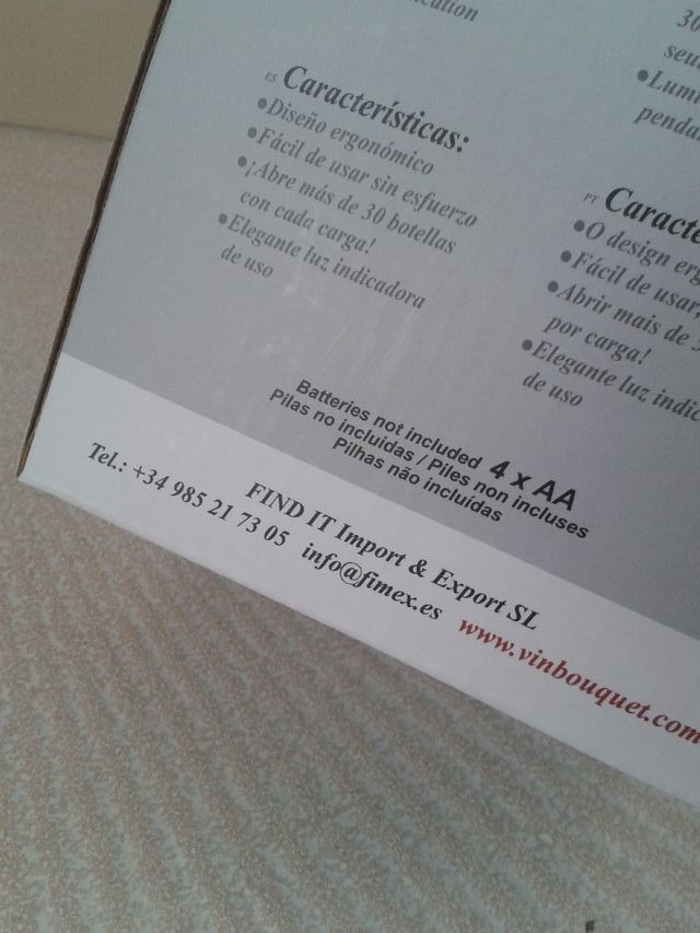 ELEGANTE Sacacorcho eléctrico NUEVO