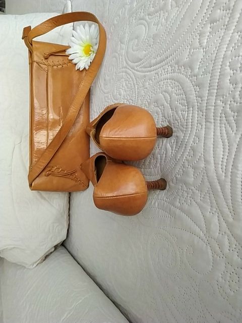 Conjunto de zapatos y bolso de piel