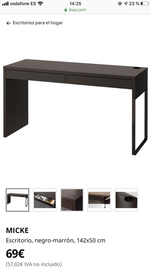 Escritorio negro-marrón 142x50 cm