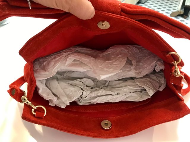 Bolso rojo piel tipo Cluth mango