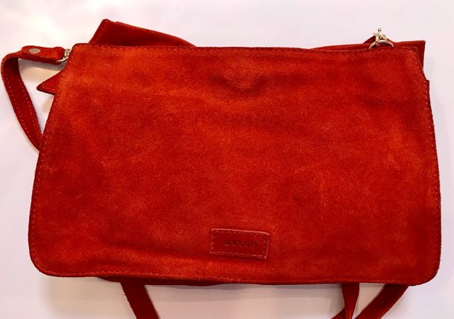 Bolso rojo piel tipo Cluth mango