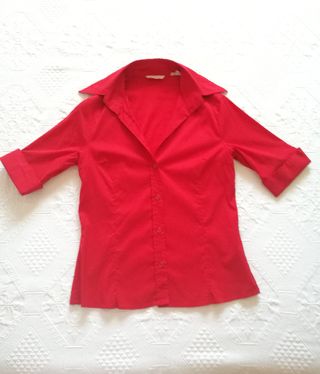 camisa roja mujer zara