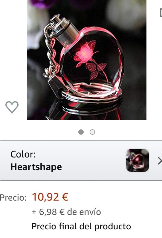 Llavero corazón Tallado rosa LED