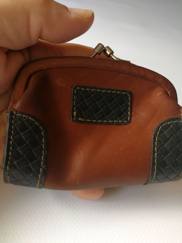 Monedero Vintage cuero marron
