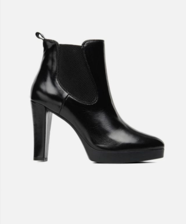 Botines botas piel negro rojo 38 39
