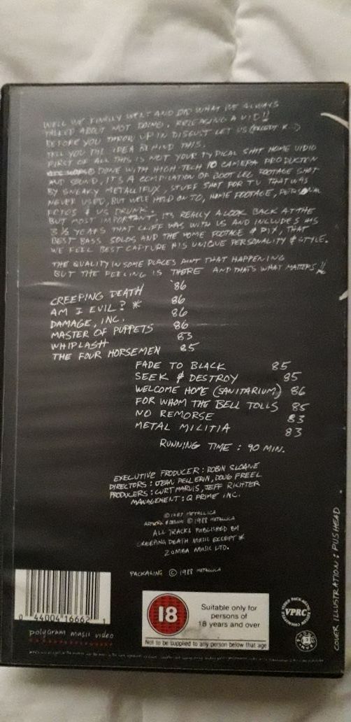 METALLICA cliff em all! VHS edicion U.S.A