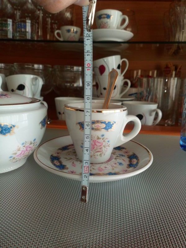 Juego de café porcelana filo dorado