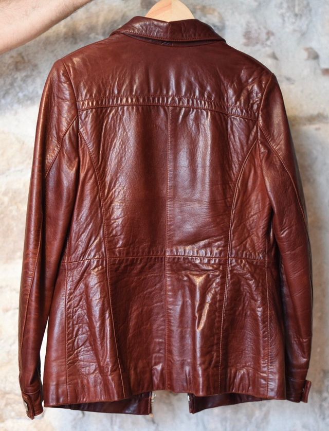 Chaqueta mujer de piel granate