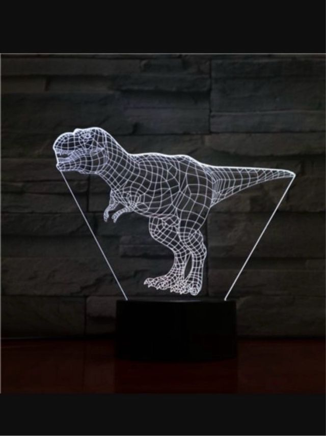 Lámpara 3D. 7 colores. Dinosaurio.