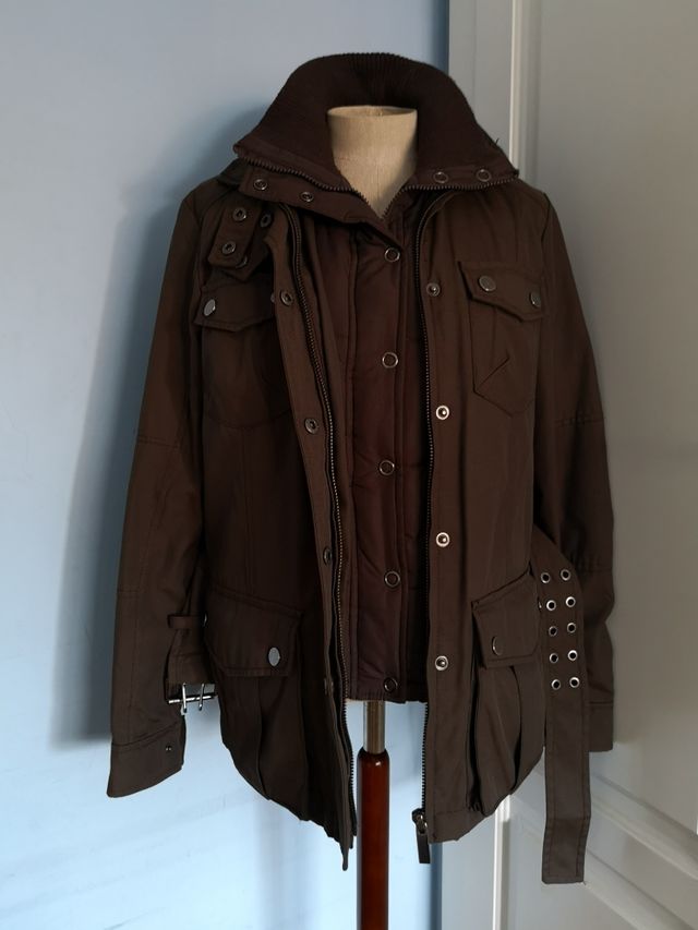 chaqueta Nylon marrón con  chaleco guateado