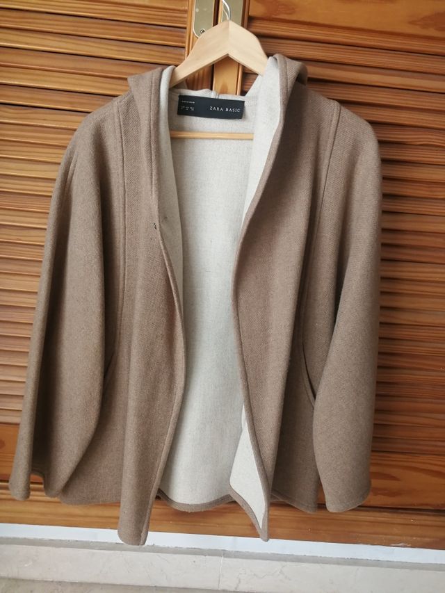 Chaquetón de paño de lana a doble cara, en talla M