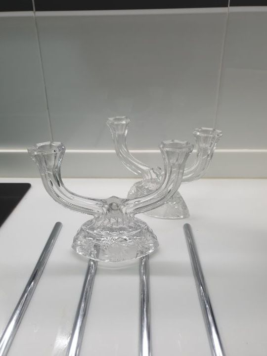 candelabros tallados cristal swarovski