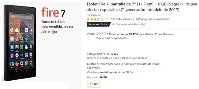 Tablet fire 7, muy poco uso