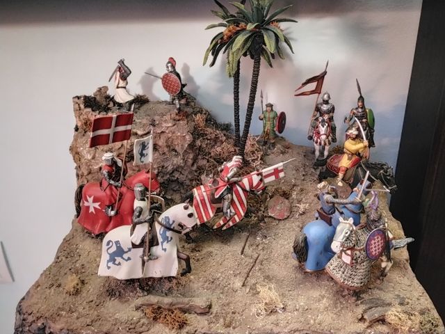 dioramas medievales con soldados de plomo