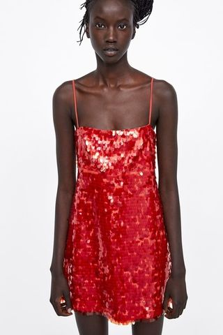 Vestido rojo lentejuelas Zara de segunda mano por 20 EUR en Granada en  WALLAPOP