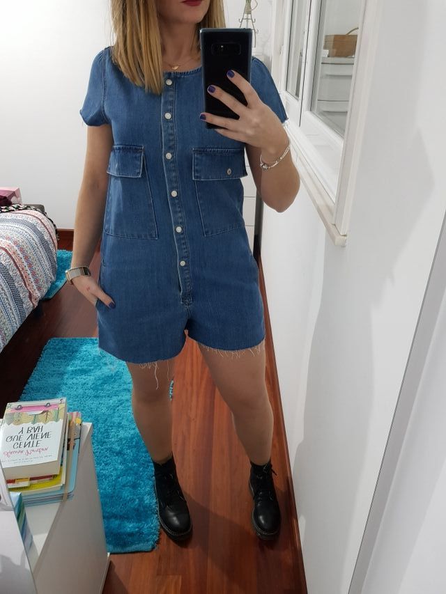 tuta corta in denim