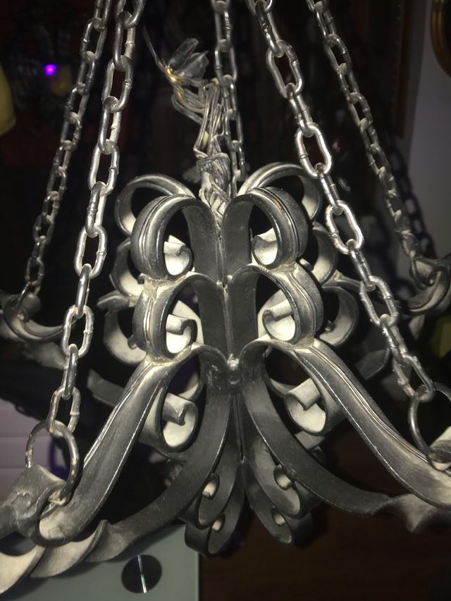 LÁMPARA DE HIERRO FUNDIDO DE VELAS VINTAGE